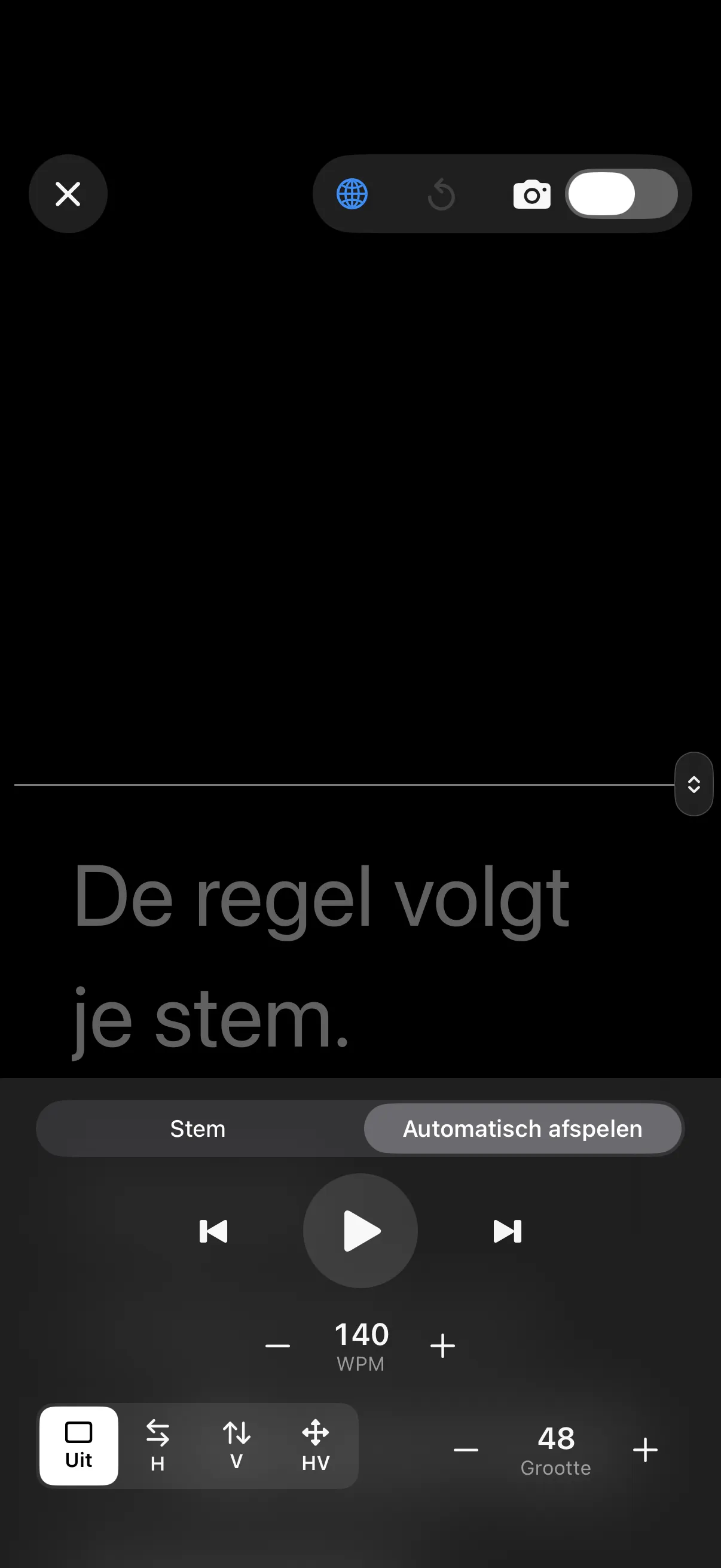 Autoplay op woorden per minuut.