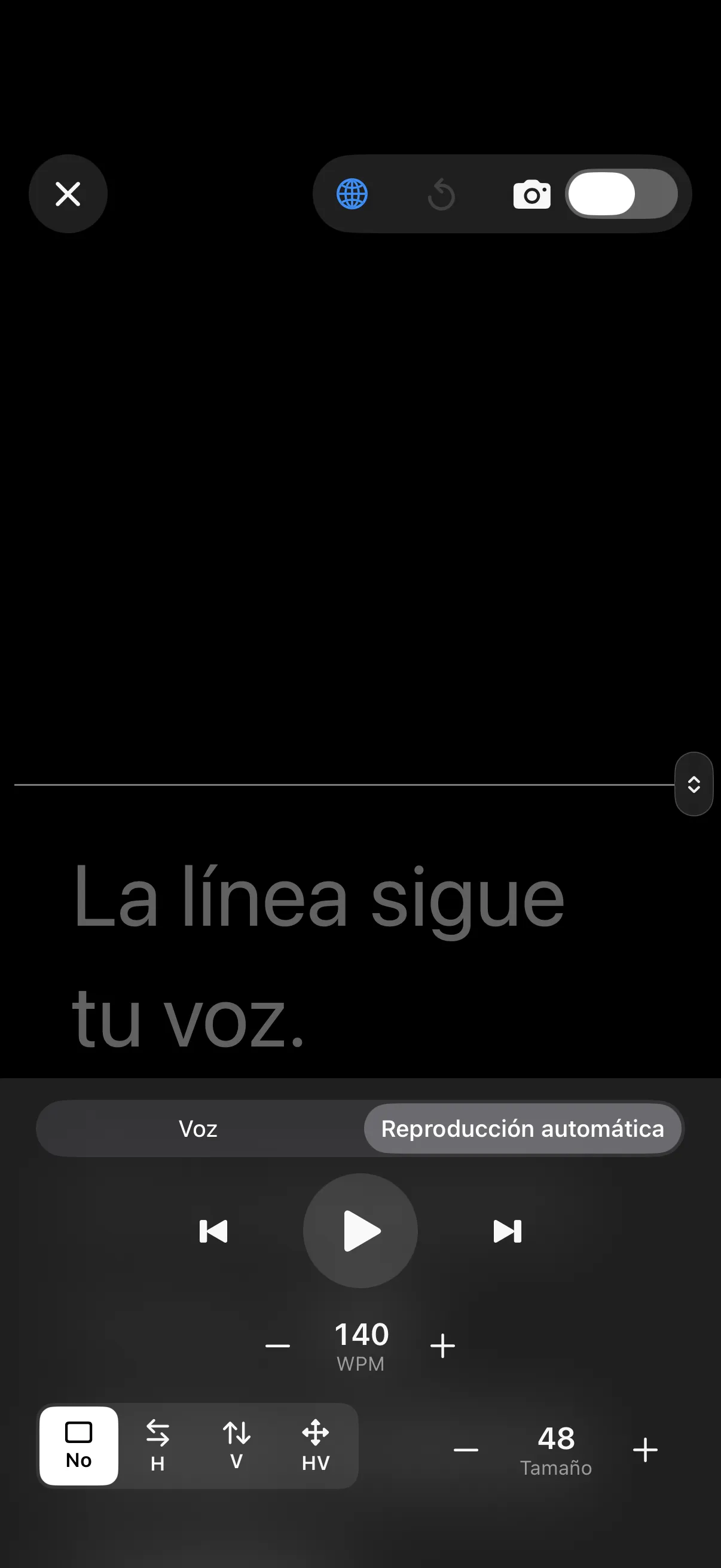 Autoplay por palabras por minuto.